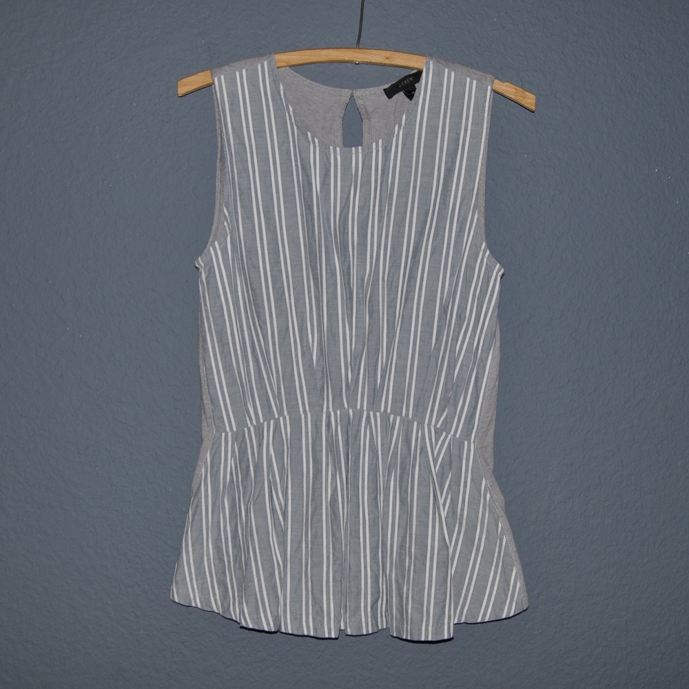 J.CREW Blue+Gray Striped Cinched Tank Top [D5] - Picture 3 of 8